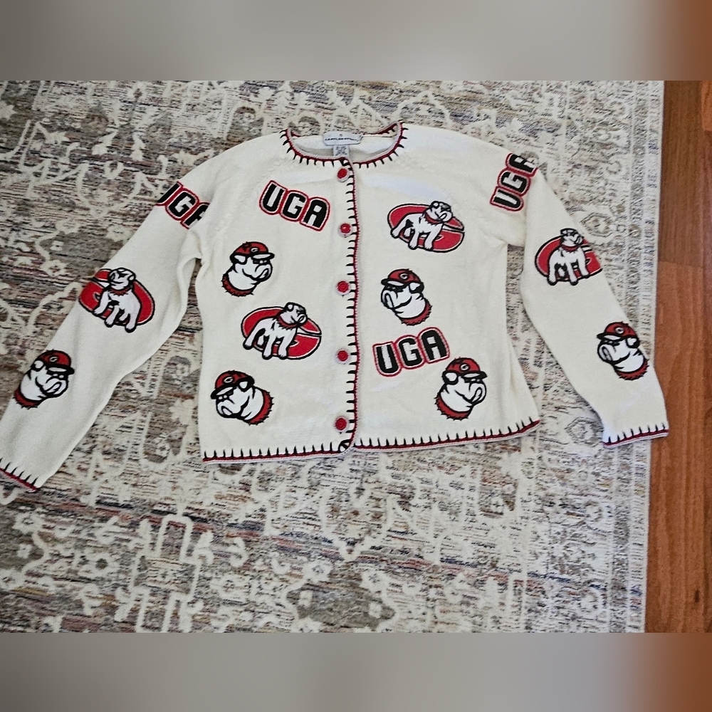UGA Bulldog Patterned Cardigan Small